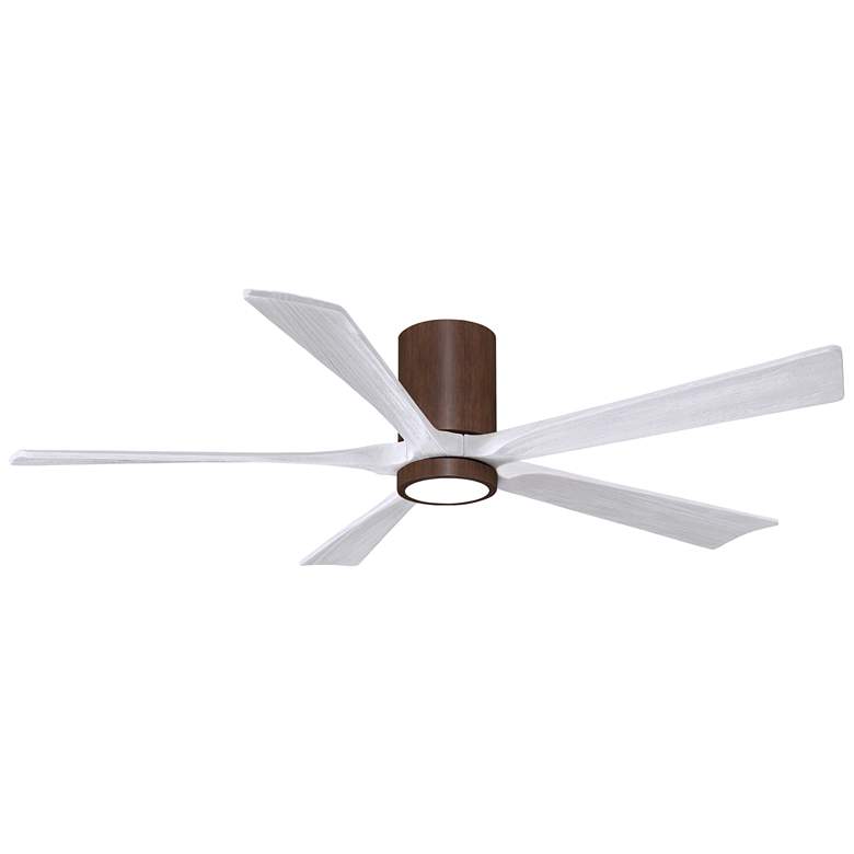 Image 1 60 inch Irene-5HLK Walnut Matte White Damp Rated LED Fan with Remote