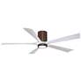 60" Irene-5HLK Walnut Matte White Damp Rated LED Fan with Remote