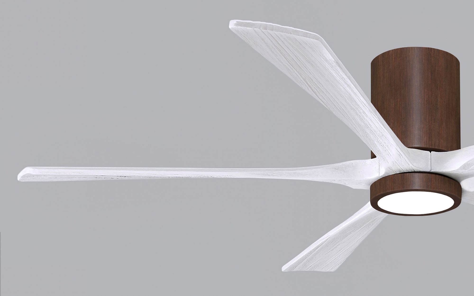 60" Irene-5HLK Walnut Matte White Damp Rated LED Fan with Remote