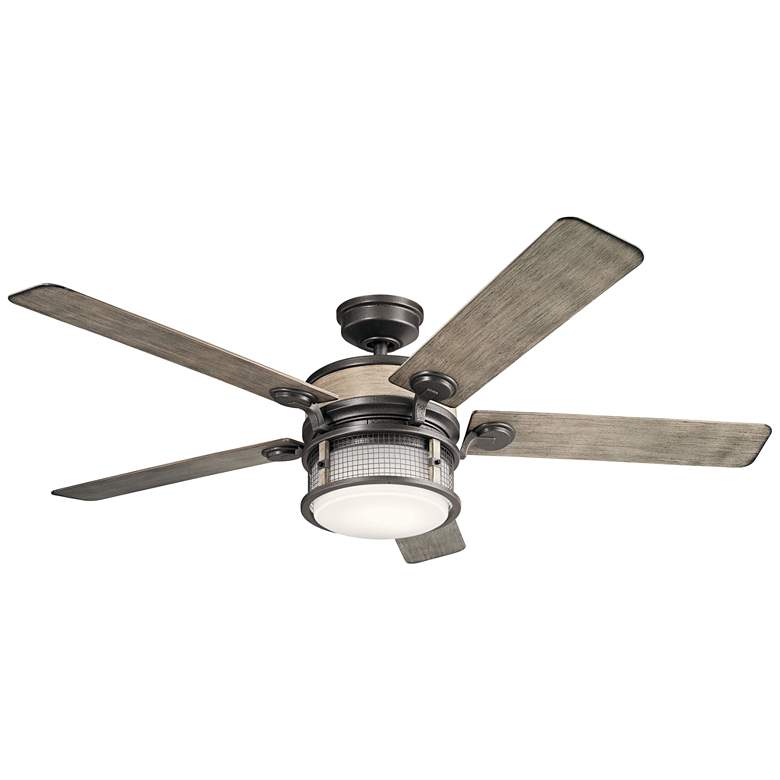 Image 2 60 inch Kichler Ahrendale Anvil Iron LED Wet Rated Fan with Wall Control