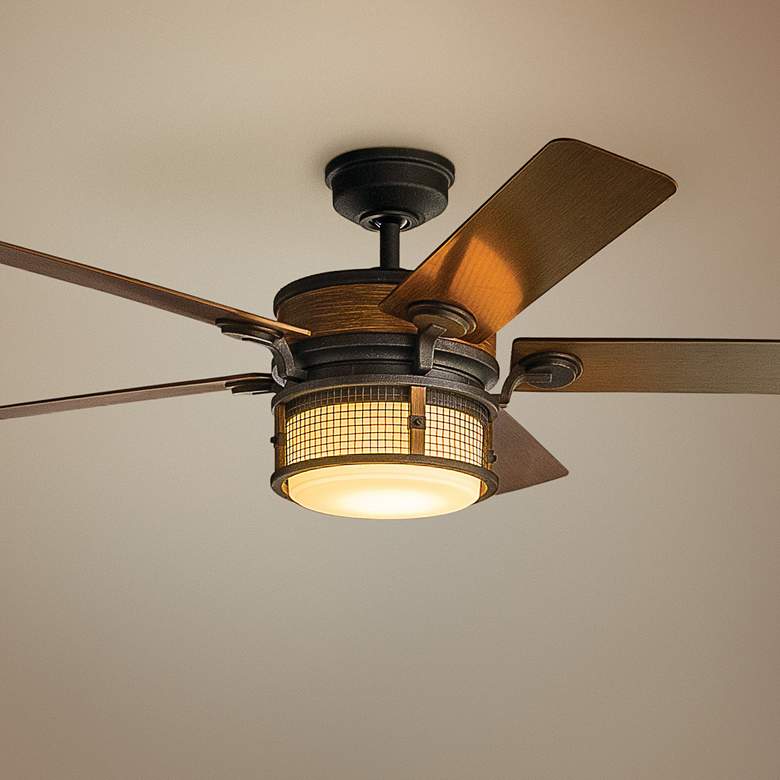 Image 1 60 inch Kichler Ahrendale Auburn LED Outdoor Ceiling Fan with Wall Control