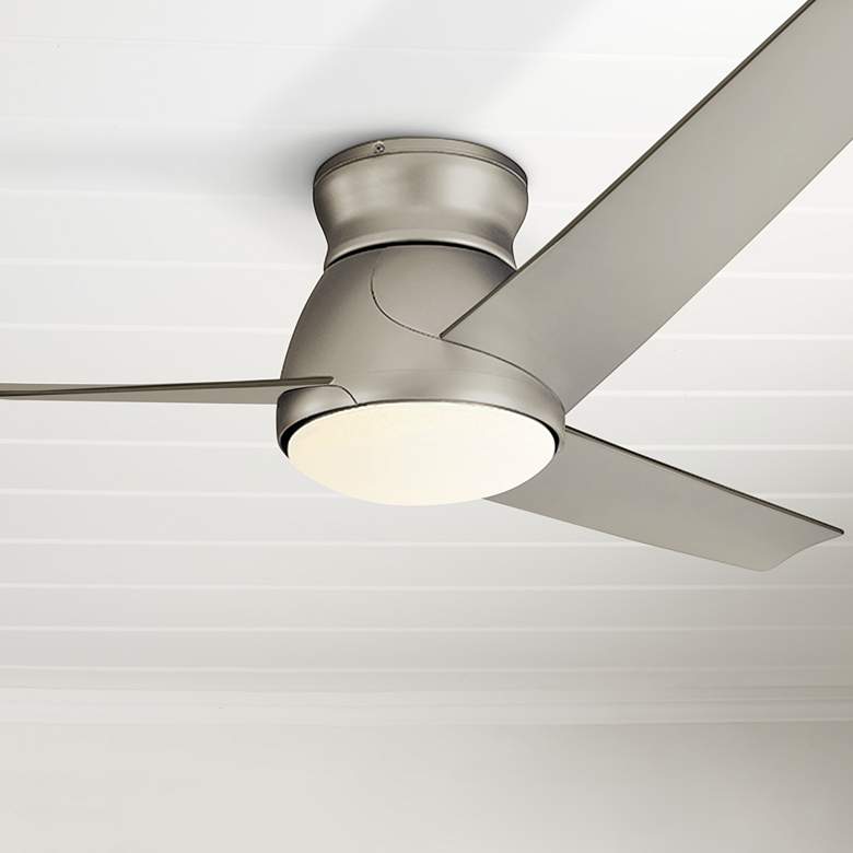 Image 1 60 inch Kichler Eris Nickel LED Hugger Ceiling Fan with Wall Control