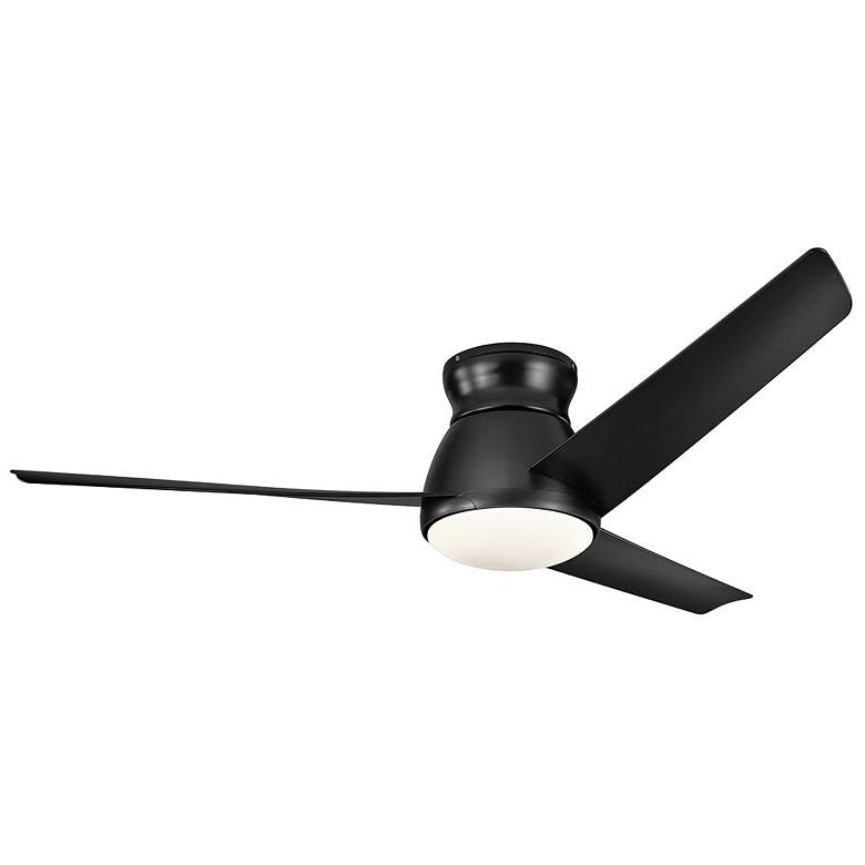 Image 2 60 inch Kichler Eris Satin Black LED Hugger Ceiling Fan with Wall Control
