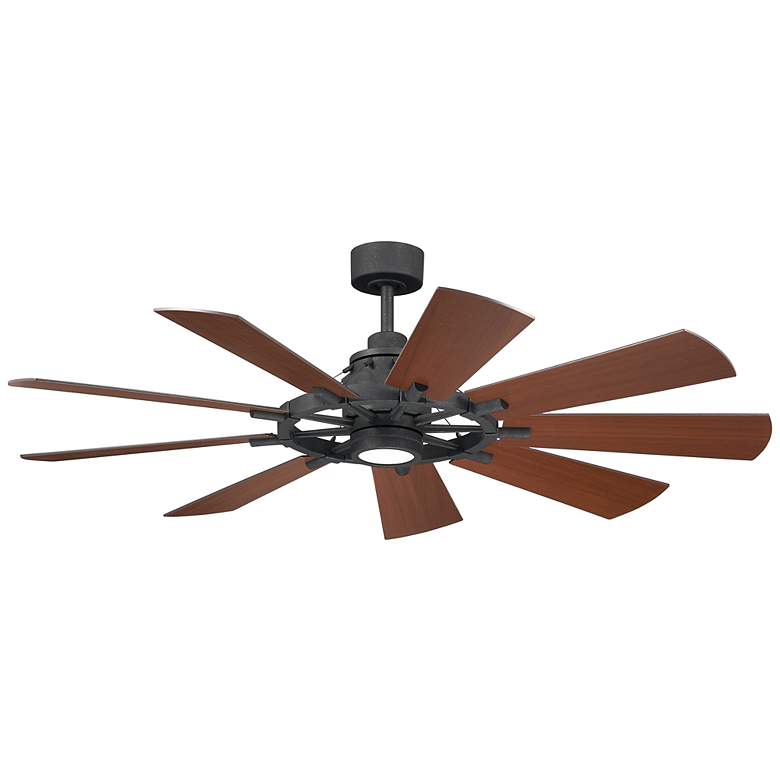 Image 1 60 inch Kichler Gentry Distressed Black LED Ceiling Fan with Wall Control