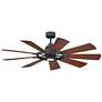 60" Kichler Gentry Distressed Black LED Ceiling Fan with Wall Control