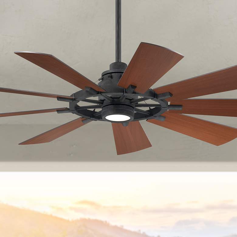 Image 1 60" Kichler Gentry Distressed Black LED Ceiling Fan with Wall Control