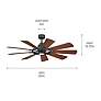 60" Kichler Gentry Distressed Black LED Ceiling Fan with Wall Control