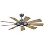 60" Kichler Gentry LED Anvil Iron 9-Blade Wall Control Ceiling Fan