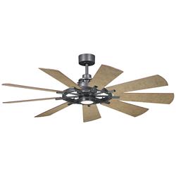 60&quot; Kichler Gentry LED Anvil Iron 9-Blade Wall Control Ceiling Fan