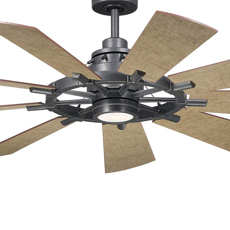 Image 2 60 inch Kichler Gentry LED Anvil Iron 9-Blade Wall Control Ceiling Fan more views