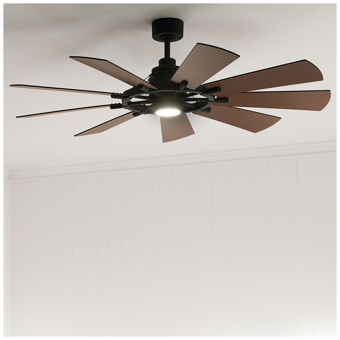 Image 7 60" Kichler Gentry LED Anvil Iron 9-Blade Wall Control Ceiling Fan more views