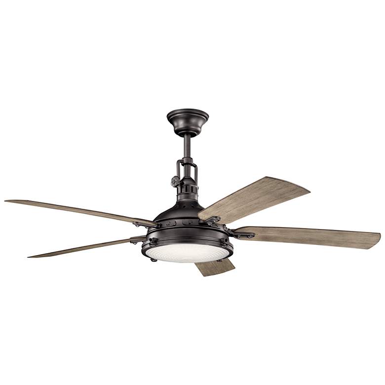 Image 2 60 inch Kichler Hatteras Bay Anvil Iron Damp Rated Ceiling Fan with Remote