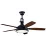 60" Kichler Hatteras Bay Distressed Black Outdoor LED Fan