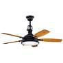60" Kichler Hatteras Bay Distressed Black Outdoor LED Fan