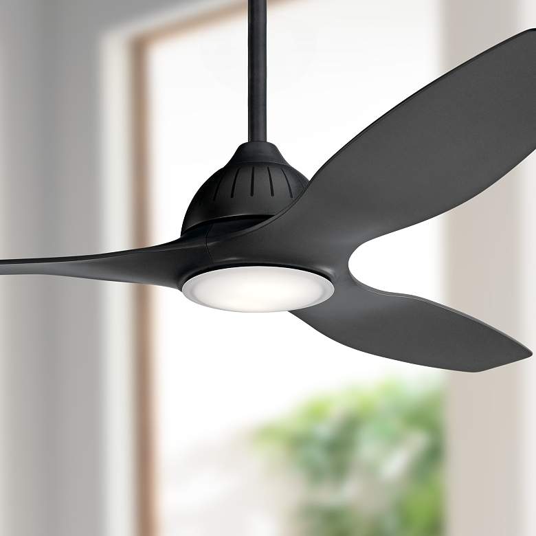 Image 1 60 inch Kichler Jace Satin Black Damp Rated LED Fan with Wall Control