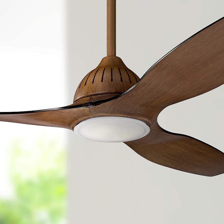 Image 1 60 inch Kichler Jace Walnut LED Damp Rated Ceiling Fan with Wall Control