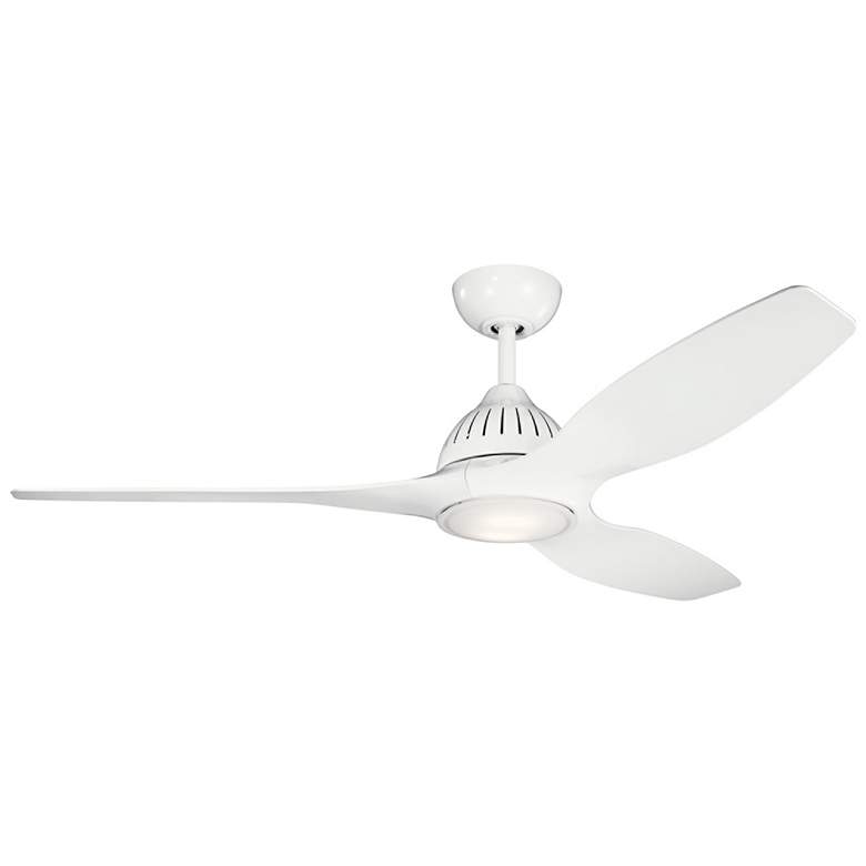 Image 2 60 inch Kichler Jace White Damp Rated LED Ceiling Fan with Wall Control
