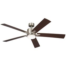 60&quot; Kichler Lucian Elite XL Brushed Nickel LED Fan with Wall Control