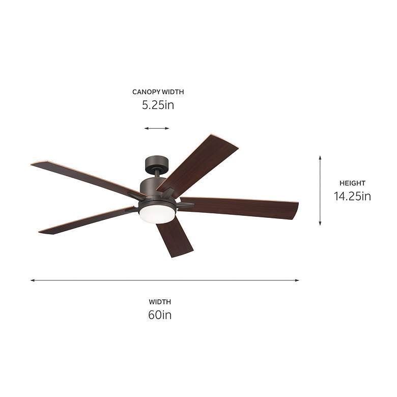 Image 5 60" Kichler Lucian Elite XL Olde Bronze LED Fan with Wall Control more views