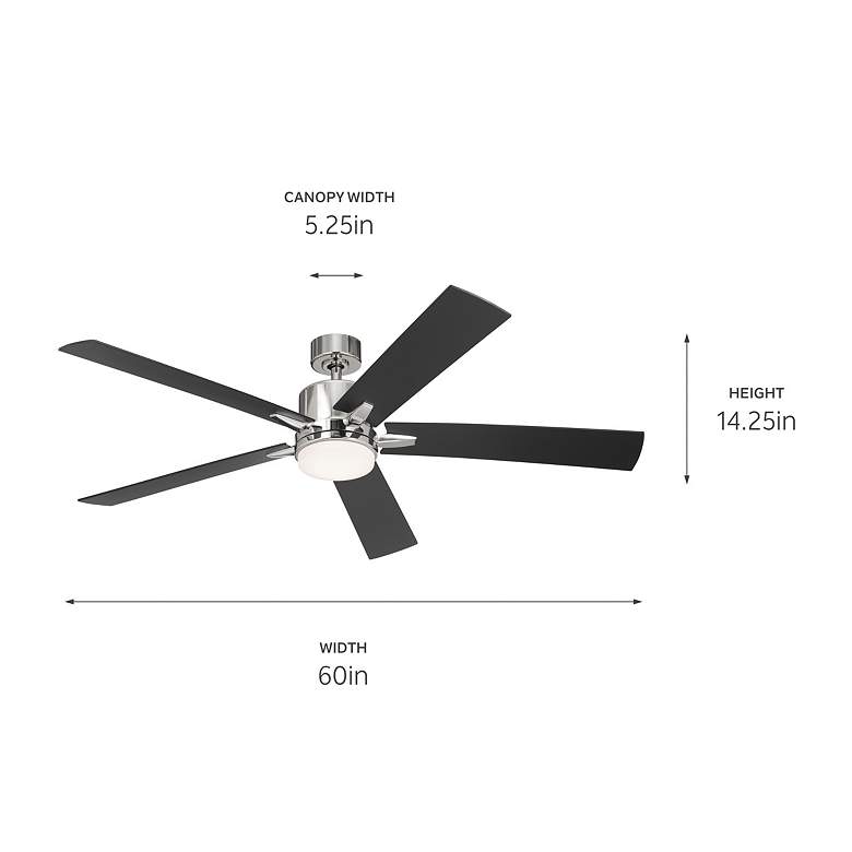 Image 5 60" Kichler Lucian Elite XL Polished Nickel LED Fan with Wall Control more views
