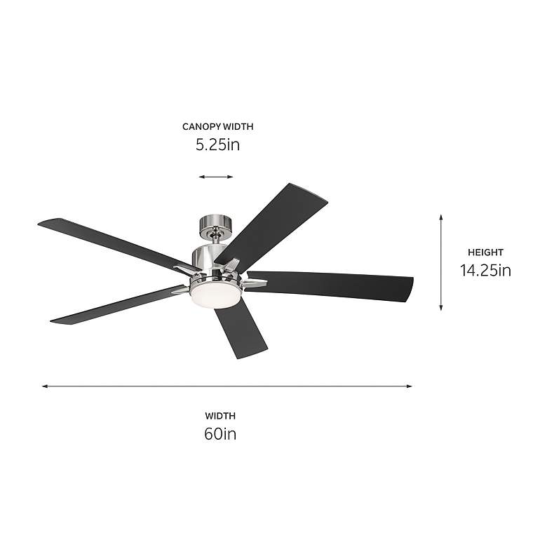Image 7 60" Kichler Lucian Elite XL Polished Nickel LED Fan with Wall Control more views