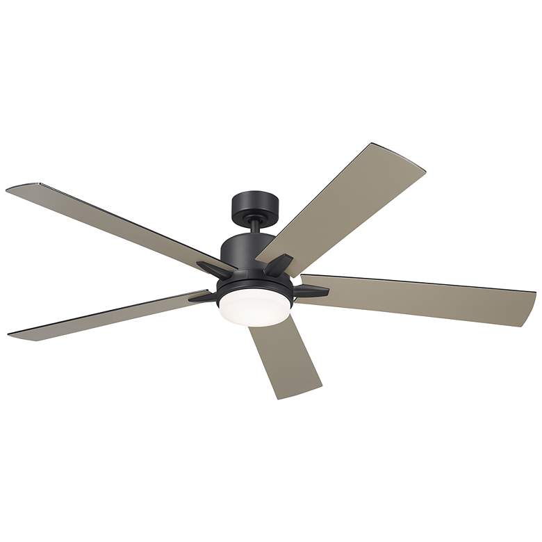 Image 1 60 inch Kichler Lucian Elite XL Satin Black LED Fan with Wall Control