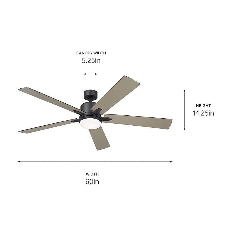 Image 7 60" Kichler Lucian Elite XL Satin Black LED Fan with Wall Control more views