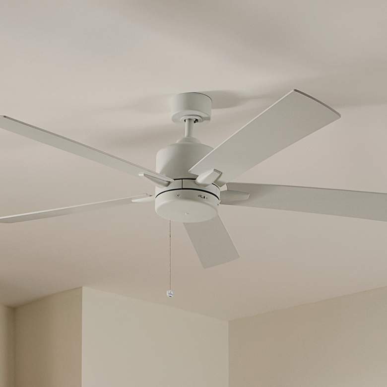 Image 2 60 inch Kichler Lucian II Matte White Pull-Chain Indoor Ceiling Fan