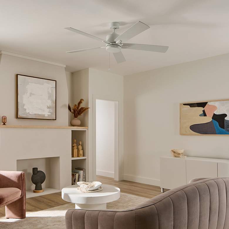 Image 4 60" Kichler Lucian II Matte White Pull-Chain Indoor Ceiling Fan more views
