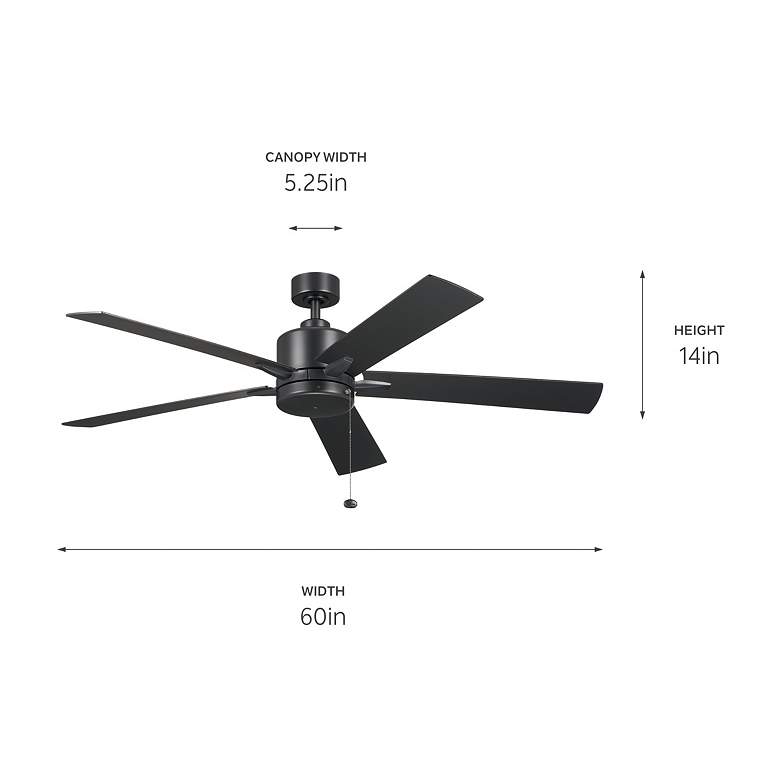 Image 5 60 inch Kichler Lucian II Satin Black Pull-Chain Indoor Ceiling Fan more views