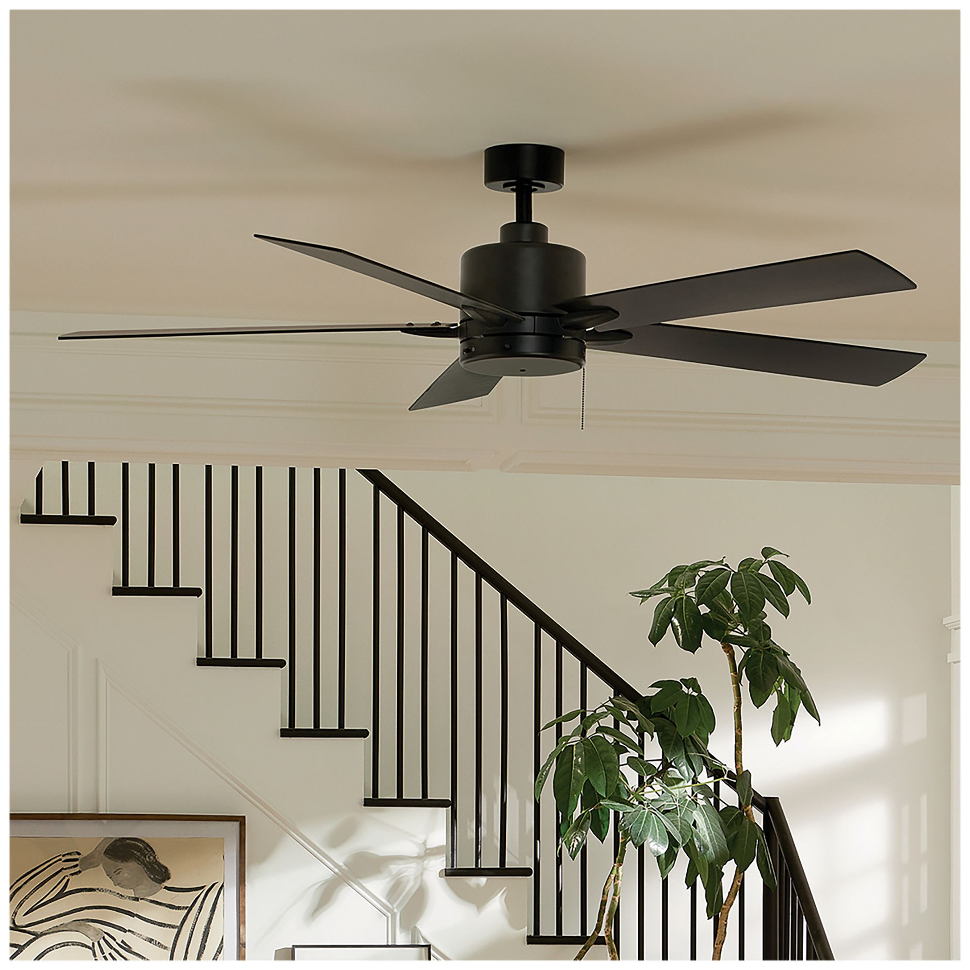 Image 6 60" Kichler Lucian II Satin Black Pull-Chain Indoor Ceiling Fan more views