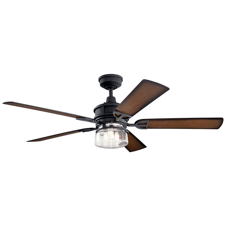 Image 2 60 inch Kichler Lyndon Patio Black LED Outdoor Fan with Wall Control