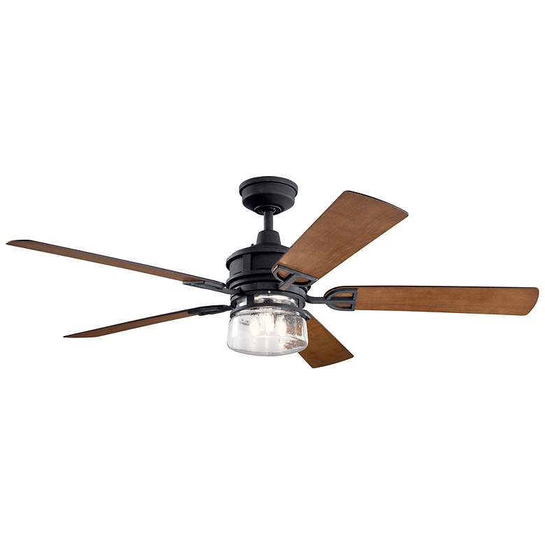 Image 2 60" Kichler Lyndon Patio Black LED Outdoor Fan with Wall Control