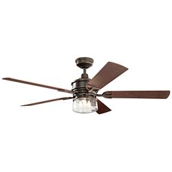 60" Kichler Lyndon Patio Bronze LED Wet Rated Fan with Wall Control