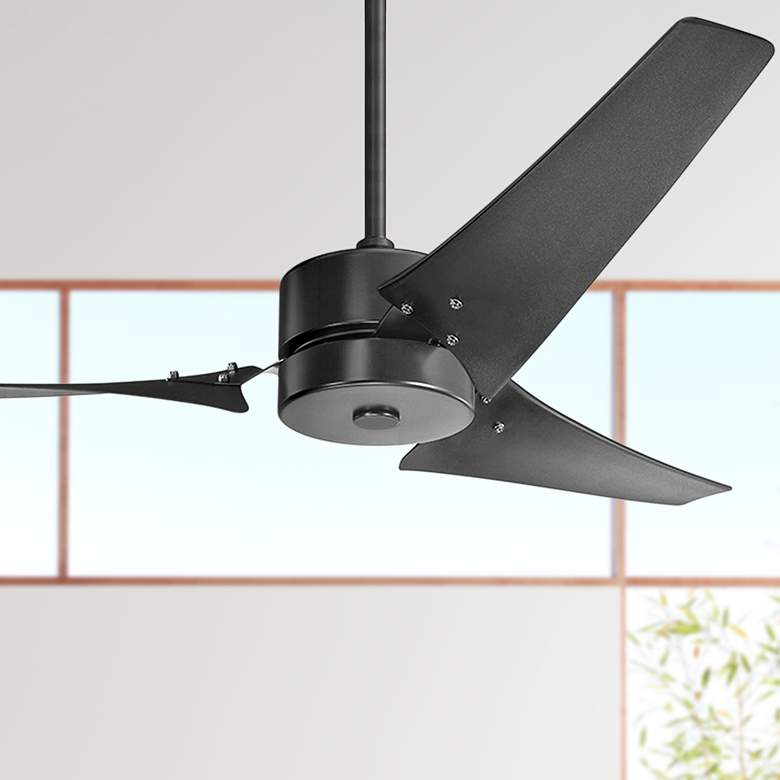 Image 1 60 inch Kichler Motu Satin Black Three Blade Ceiling Fan with Wall Control