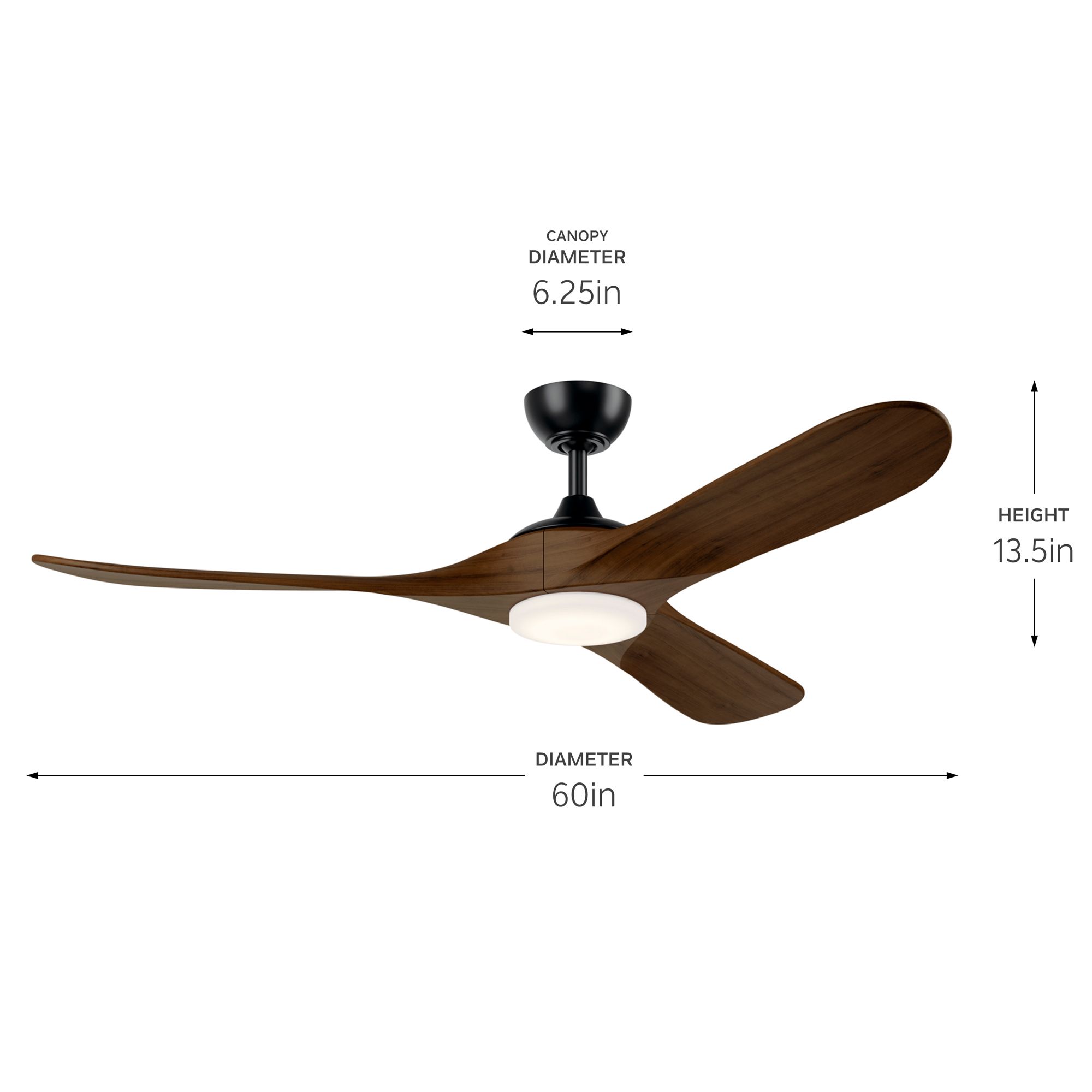 Image 6 60" Kichler Mylo Satin Black and Aged Walnut LED Ceiling Fan more views