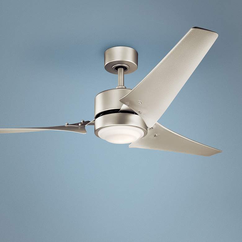 Image 1 60 inch Kichler Rana Nickel LED Wet Rated Ceiling Fan with Wall Control