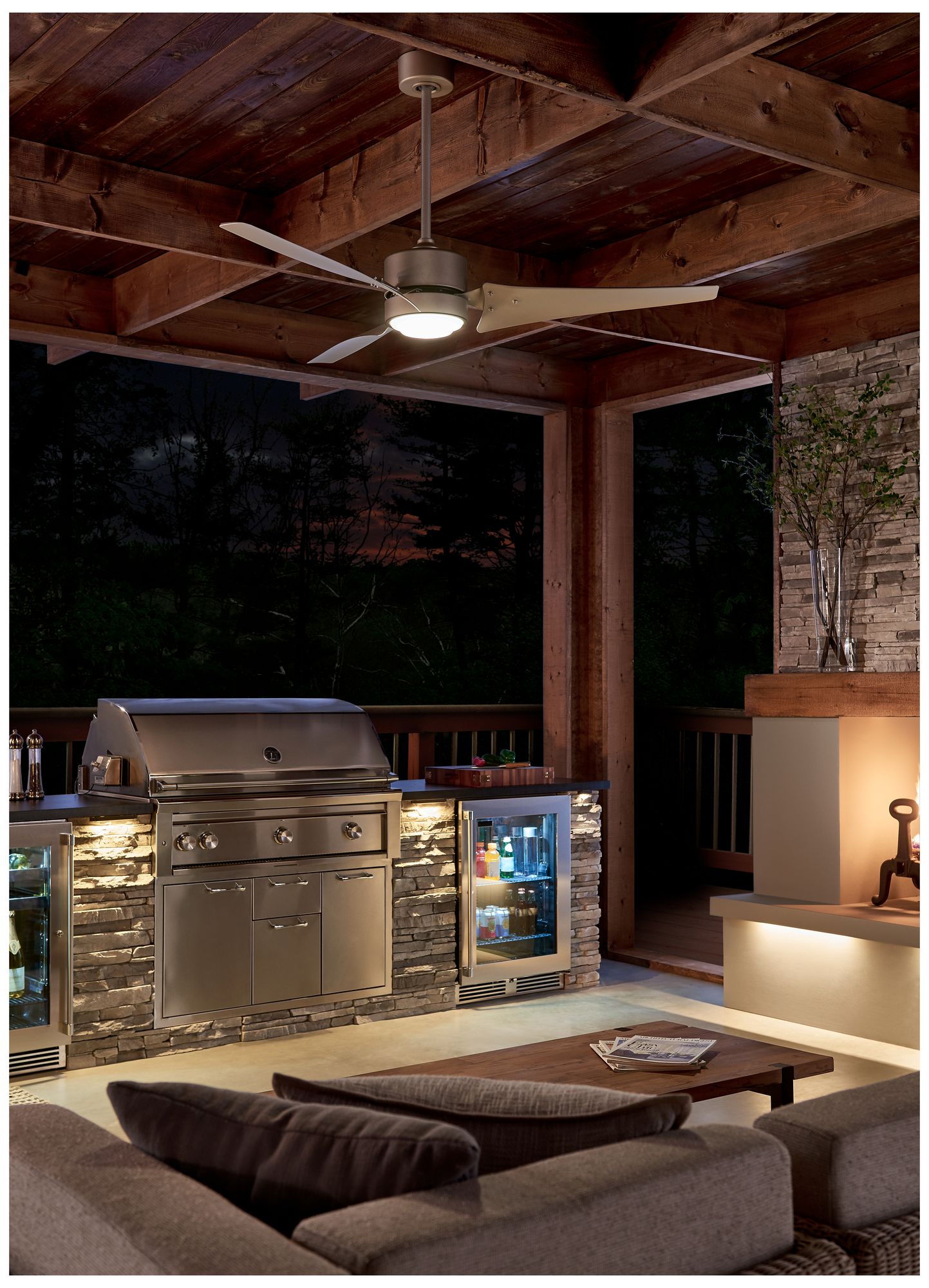 Image 6 60" Kichler Rana Nickel LED Wet Rated Ceiling Fan with Wall Control more views