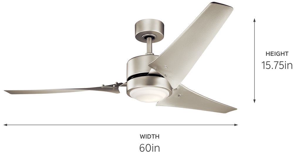 60" Kichler Rana Nickel LED Wet Rated Ceiling Fan with Wall Control