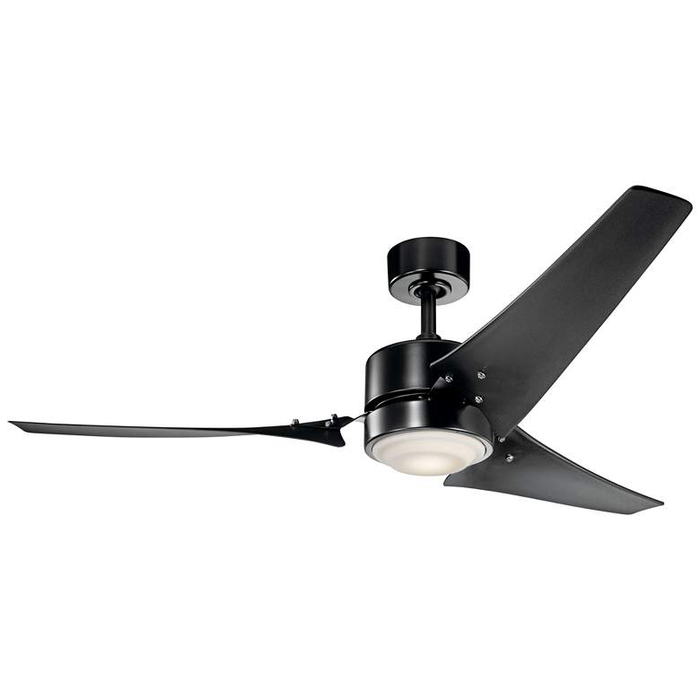 Image 2 60" Kichler Rana Satin Black LED Outdoor Ceiling Fan with Wall Control