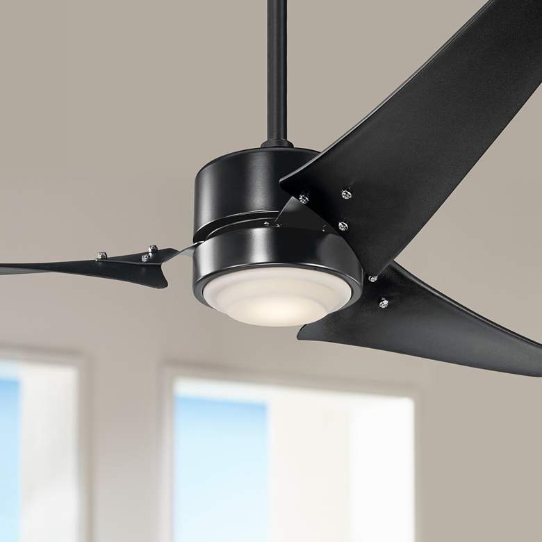 Image 1 60 inch Kichler Rana Satin Black LED Outdoor Ceiling Fan with Wall Control