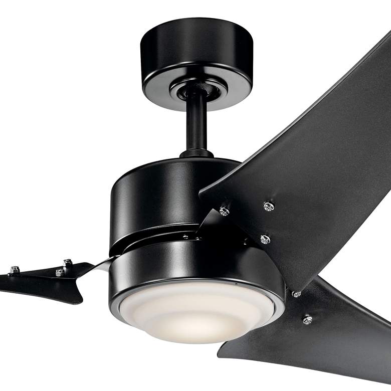 Image 3 60 inch Kichler Rana Satin Black LED Outdoor Ceiling Fan with Wall Control more views