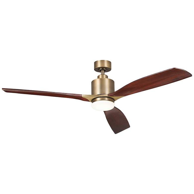 Image 1 60" Kichler Ridley II Brass Indoor LED Ceiling Fan with Wall Control