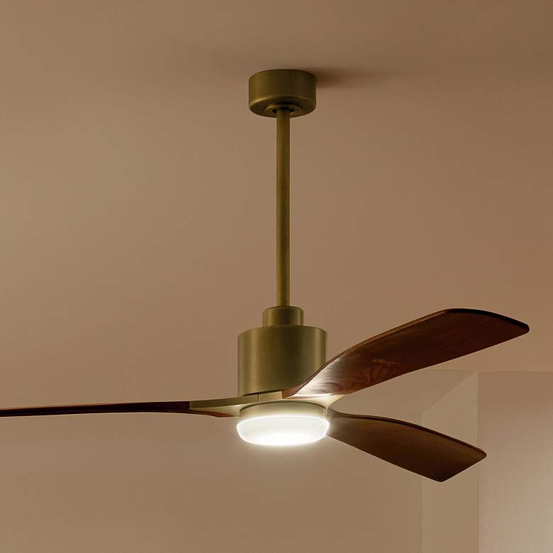 Image 2 60" Kichler Ridley II Brass Indoor LED Ceiling Fan with Wall Control