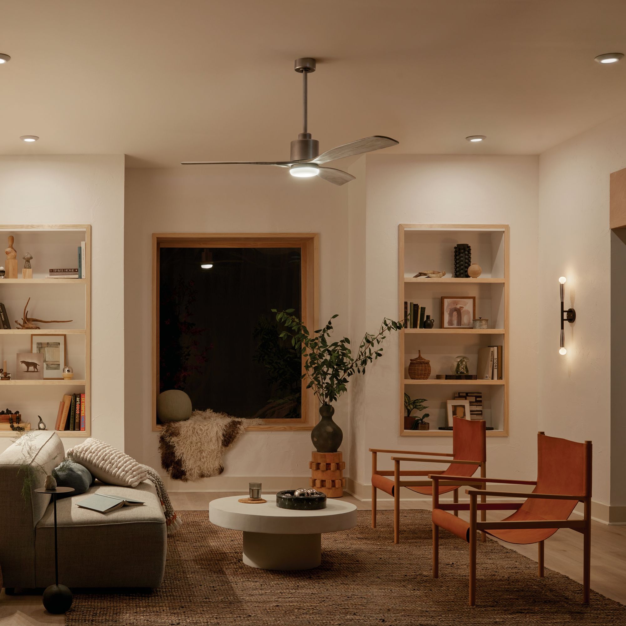 60" Kichler Ridley II Pewter Indoor LED Ceiling Fan with Wall Control