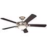 60" Kichler Rise Brushed Nickel LED Indoor Ceiling Fan with Wall Unit in scene