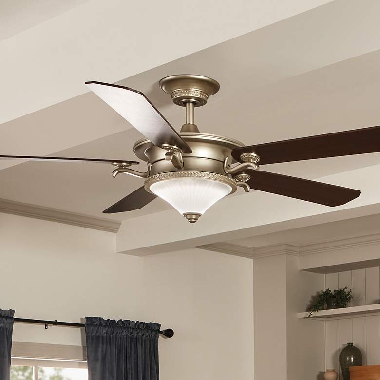 Image 2 60" Kichler Rise Brushed Nickel LED Indoor Ceiling Fan with Wall Unit