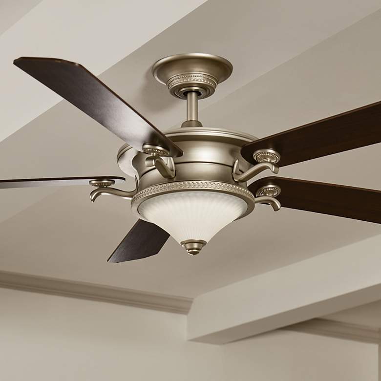 Image 2 60 inch Kichler Rise Brushed Nickel LED Indoor Ceiling Fan with Wall Unit