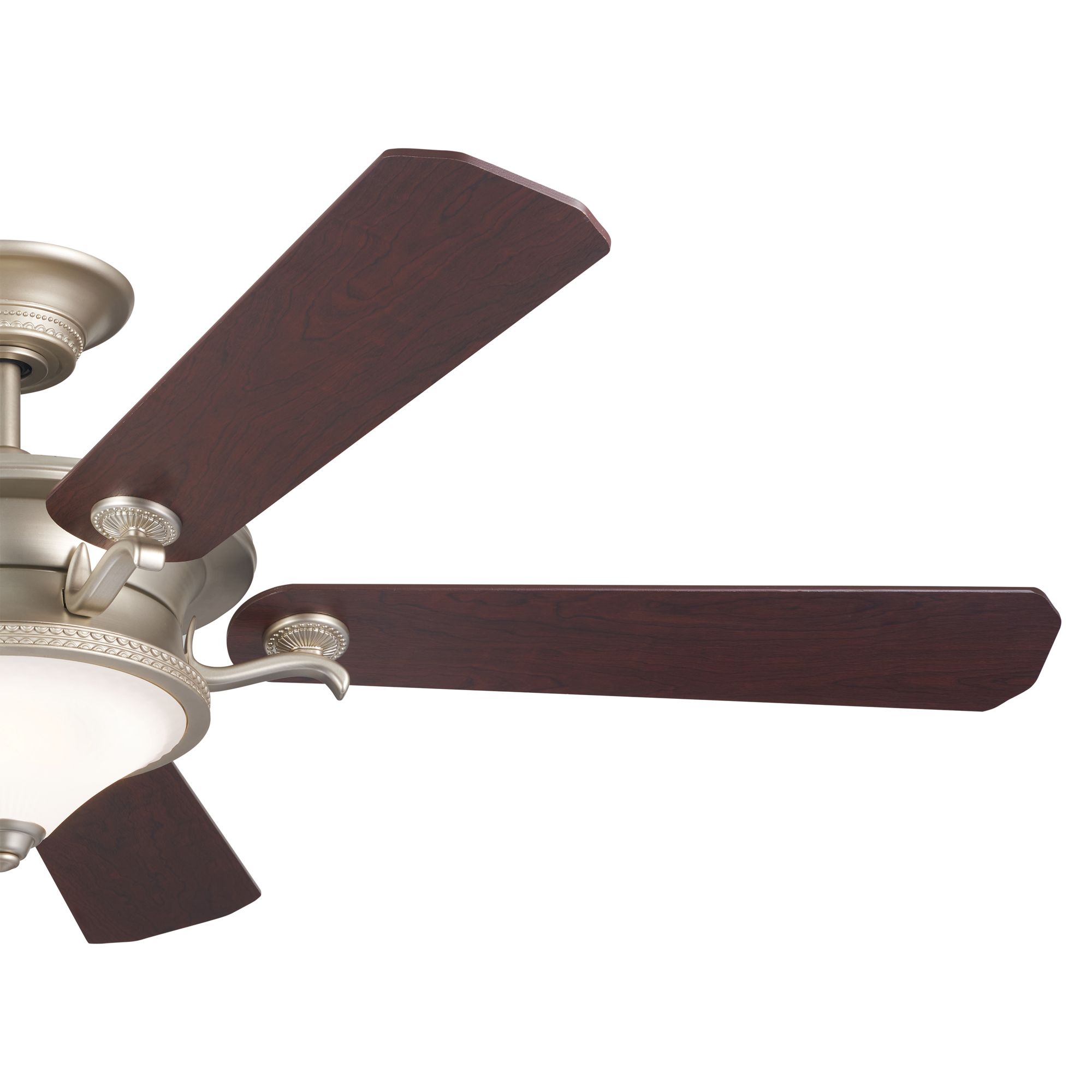 60" Kichler Rise Brushed Nickel LED Indoor Ceiling Fan with Wall Unit in scene