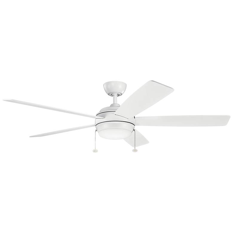 Image 2 60" Kichler Starkk Matte White LED Ceiling Fan with Pull Chain